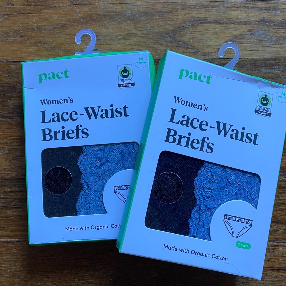 Brand New 2-pack Pact Women’s Lace Waist Briefs
